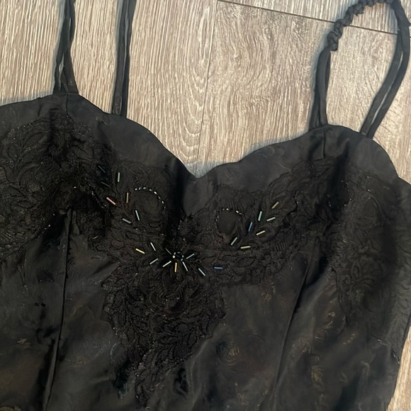 Victoria secret vintage stunning black slip dress with front slit size p petite - Picture 3 of 13